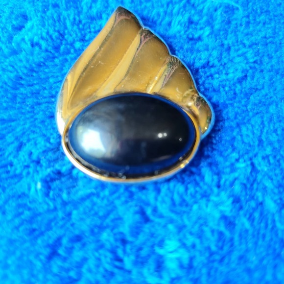 Vintage Specialty House Wing Black Faux Onyx Cabochon Dress Scarf Clip - Picture 2 of 9
